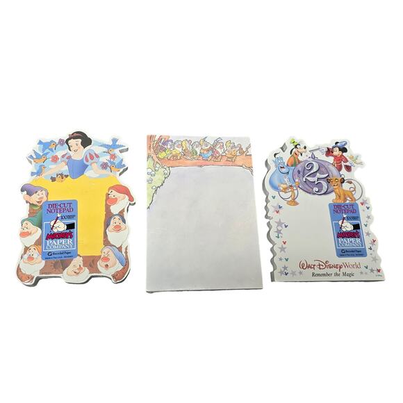 Walt Disney Die Cut Notepad 25th Anniversary Snow White & 7 Dwarfs Note Pad Set - Picture 1 of 10